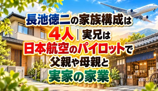 長池徳二の家族構成は4人｜実兄は日本航空のパイロットで父親や母親と実家の家業